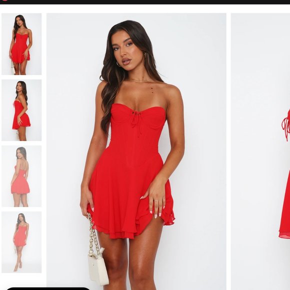 White Fox Push The Feeling Mini Dress Red - Picture 2 of 2